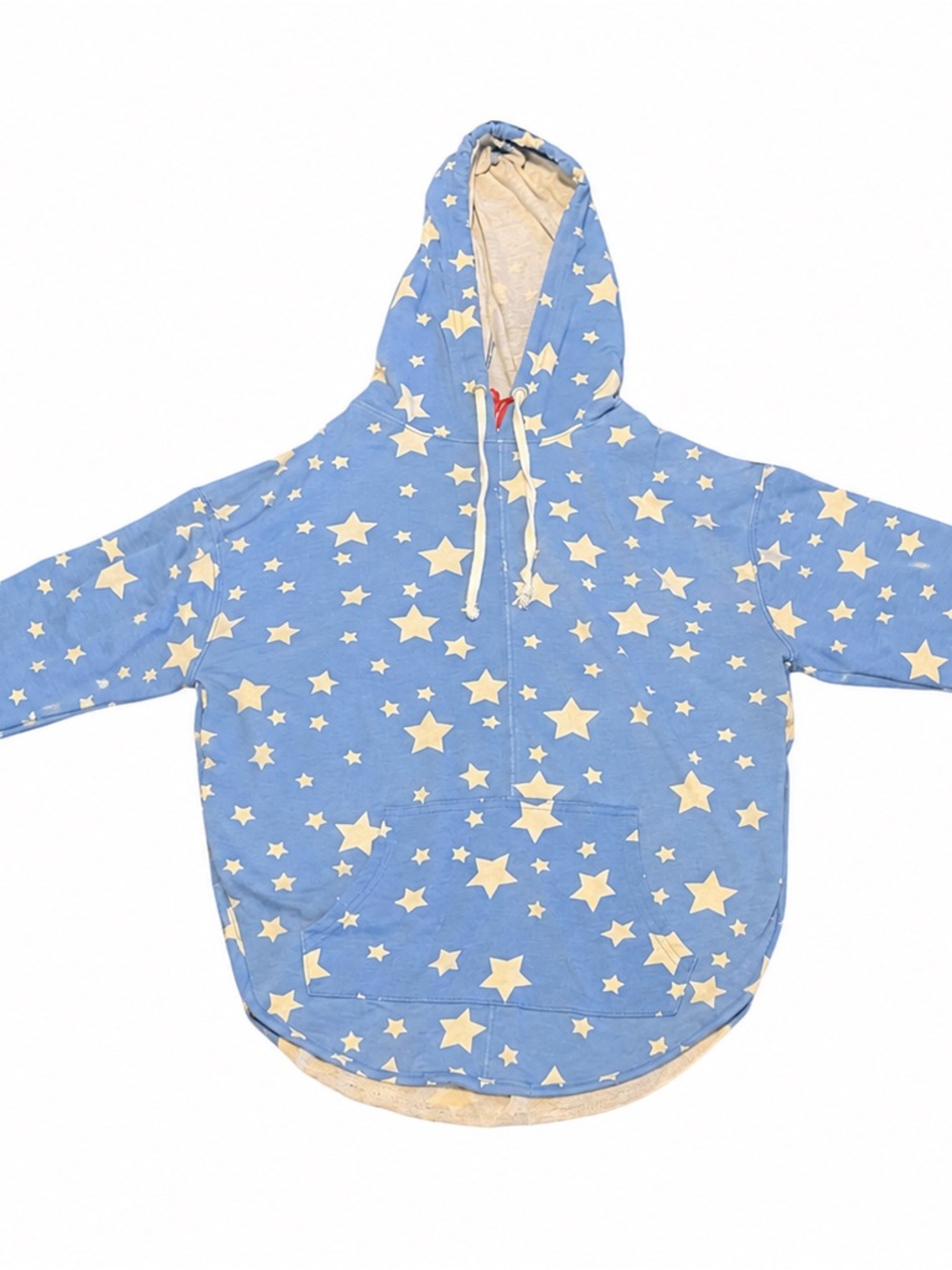 Poof! Blue White Star Print Hooded Sweatshirt Size Medium